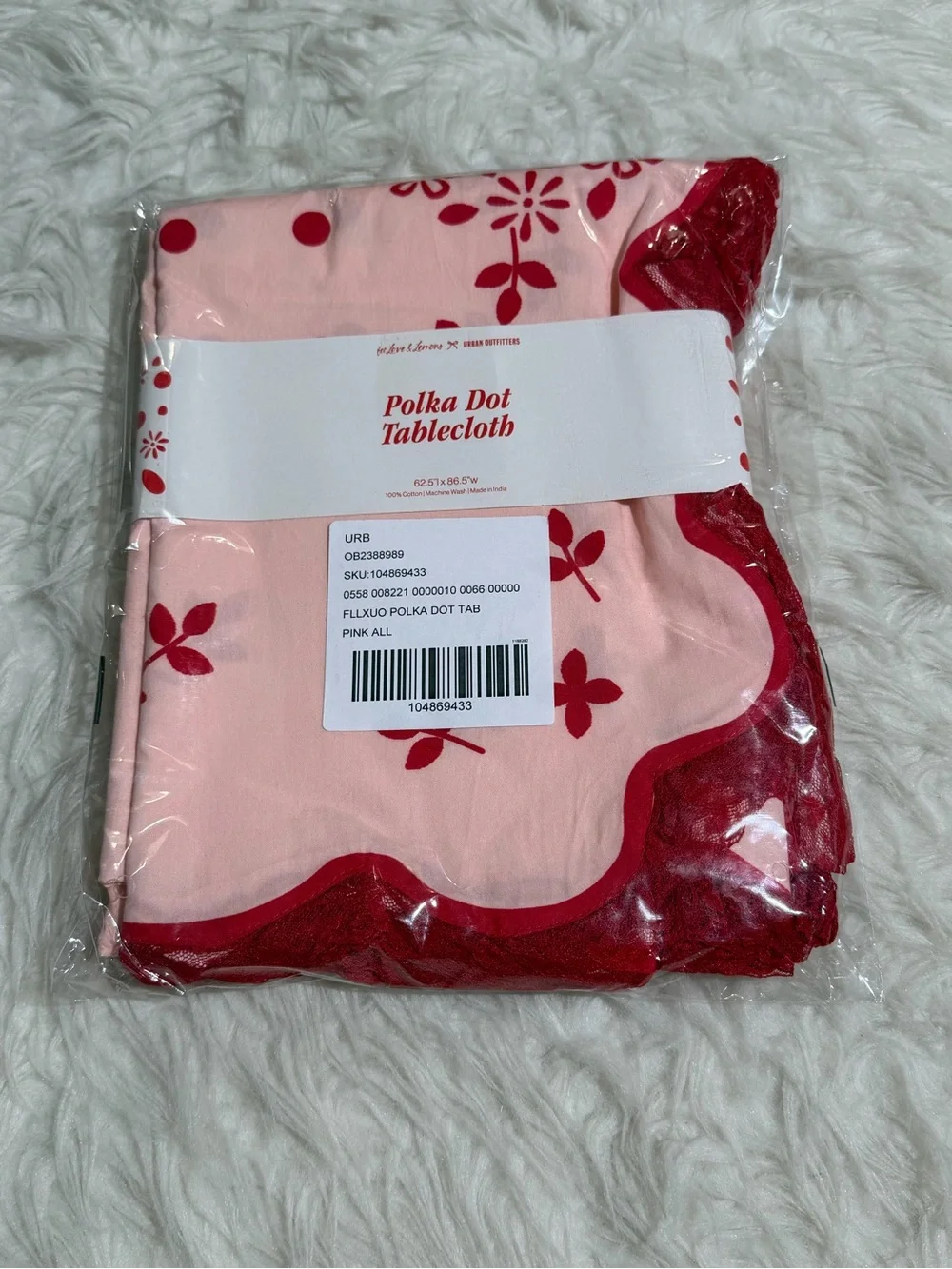 NWT For Love And Lemons Pink and Red Polka Dot Tablecloth Brunch Spring Summer